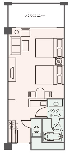 レオパレスリゾートグアム　クエストタワーツインルーム間取り