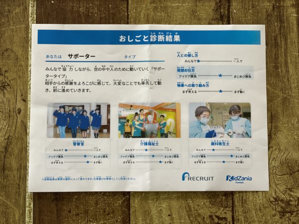 キッザニア甲子園・おしごと診断