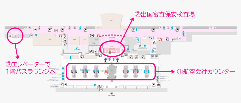 福岡空港国際線3階ターミナルマップ