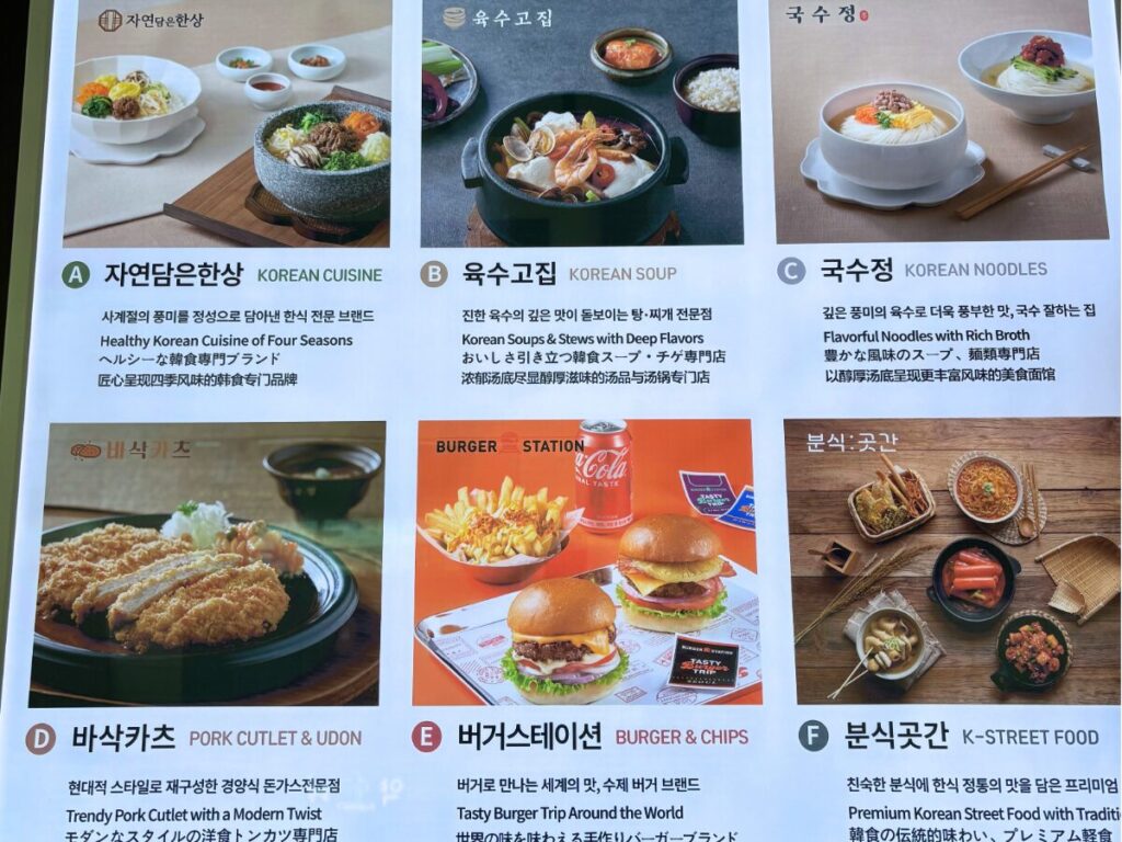 仁川空港第2ターミナルのフードコートの店舗一覧（2026年2月時点）