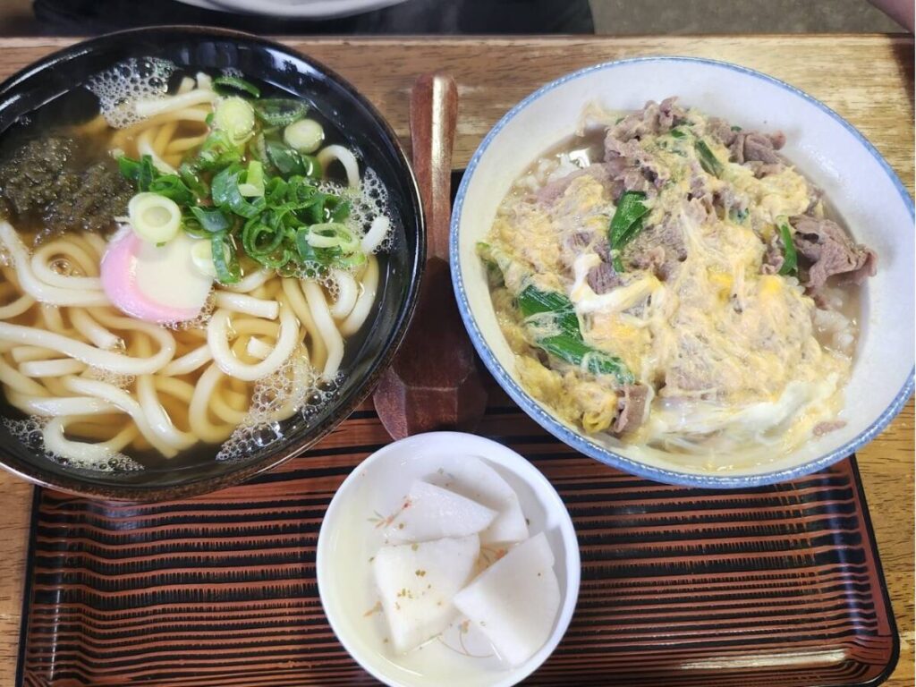 近江八幡初雪食堂のうどんと他人丼