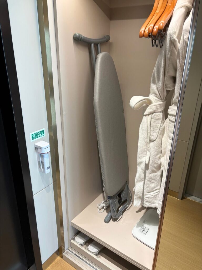 ホテルエリエナ(HOTEL ELIENA)のバスローブとアイロンやスリッパなど