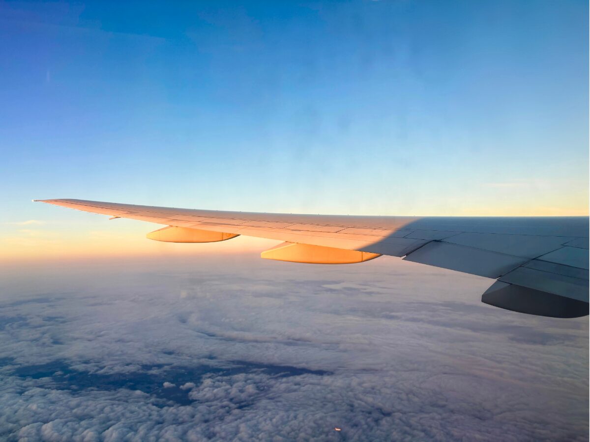 仁川空港発アシアナ航空から見た夕陽
