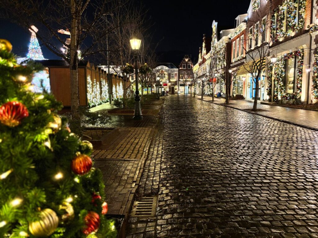 閉園後のハウステンボスのイルミネーション