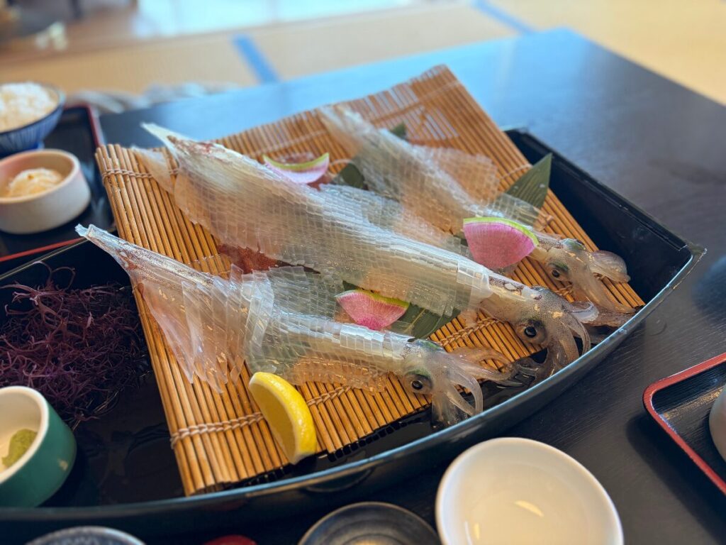 呼子の河太郎のイカの活け造り