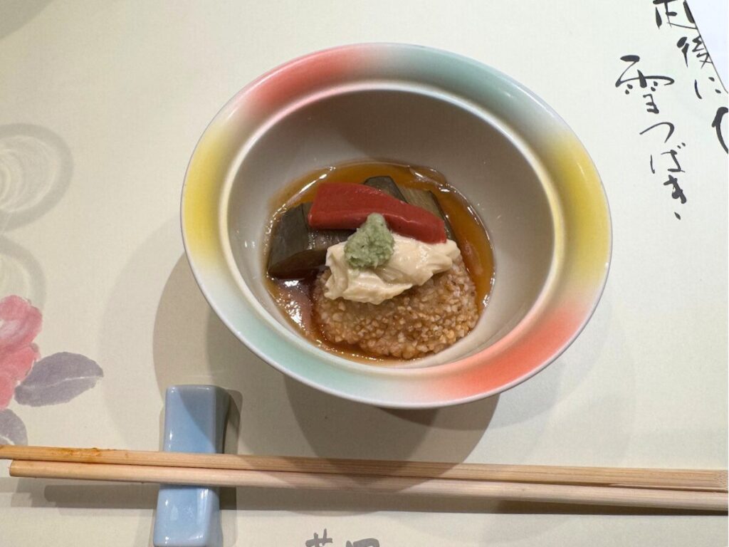 白玉の湯 華鳳など 夕食の茄子阿蘭陀煮