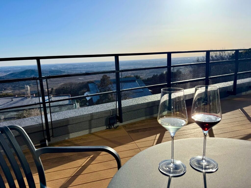 亀の井ホテル 筑波山のラウンジでワイン